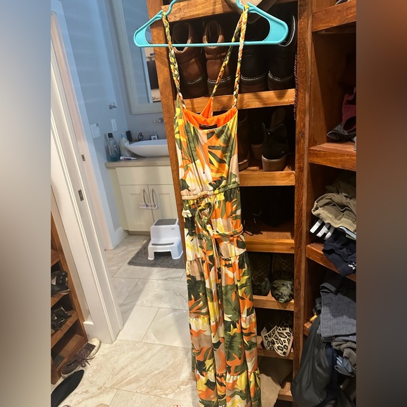 Maggie London NWOT stitch fix - tropical palm maxi with braided straps - Picture 4 of 4